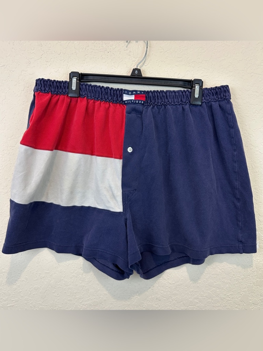 Vintage no elastic Tommy Hilfiger Navy, Red & White Colorblock Boxer Shorts